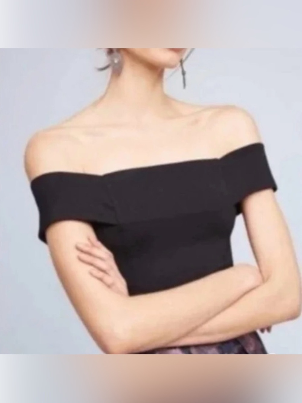 Anthropologie Deletta Black Off-the-Shoulder Top Size M - Picture 5 of 5